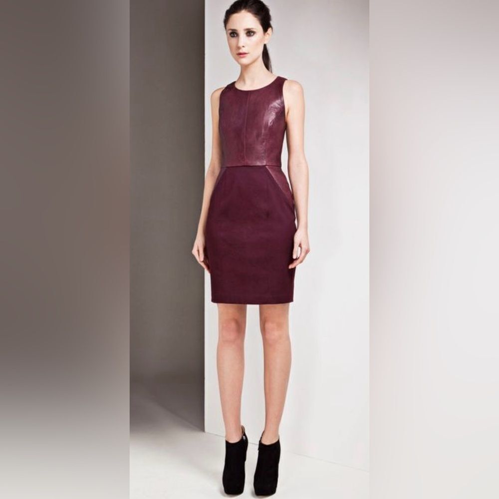Anthropologie Sachin + Babi Carolina Lamb Leather & Stretch Cotton Mini Dress